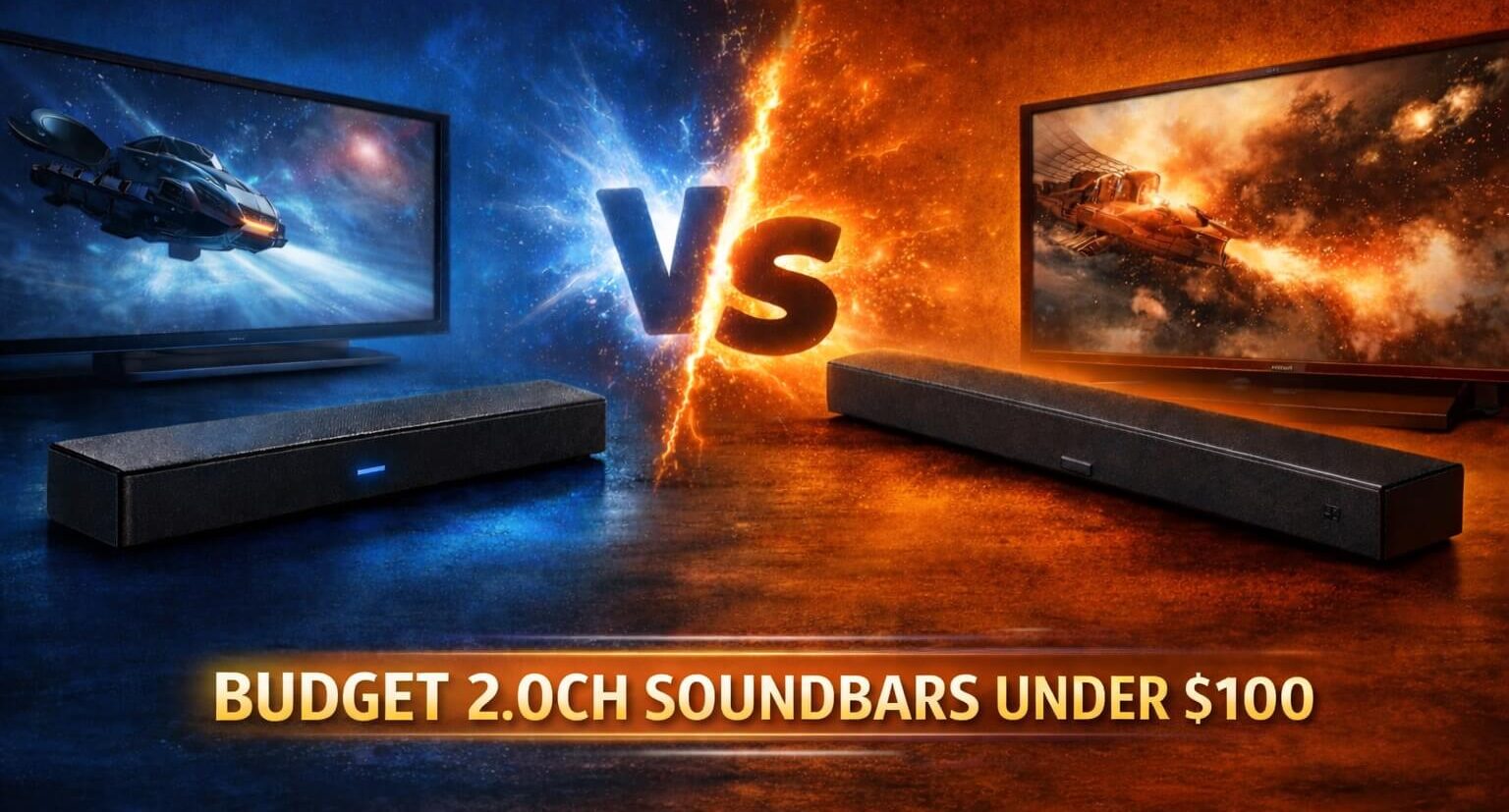 Image shows two black soundbars, representing the Vizio V20x-J8 and Sony HT-S100F soundbars