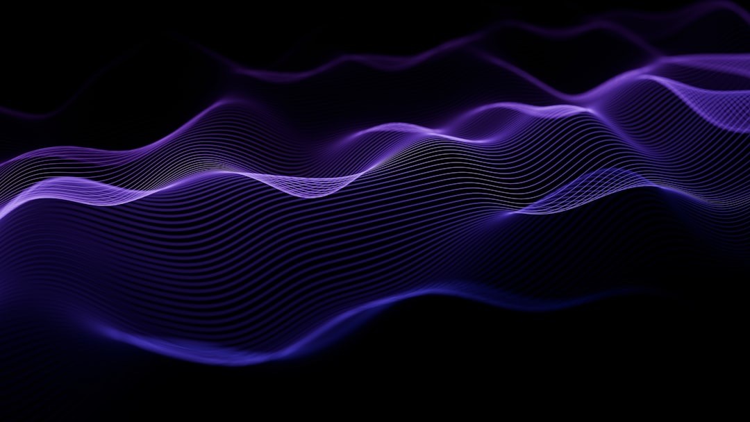 The image shows purple waveforms
